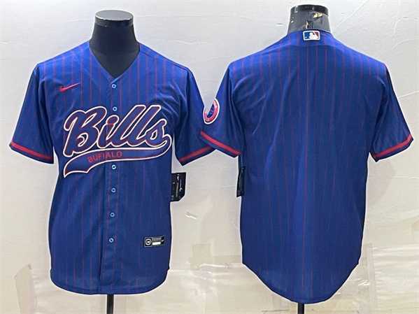 Men%27s Buffalo Bills Team Big Logo Cool Base Stitched Baseball Jersey->buffalo bills->NFL Jersey